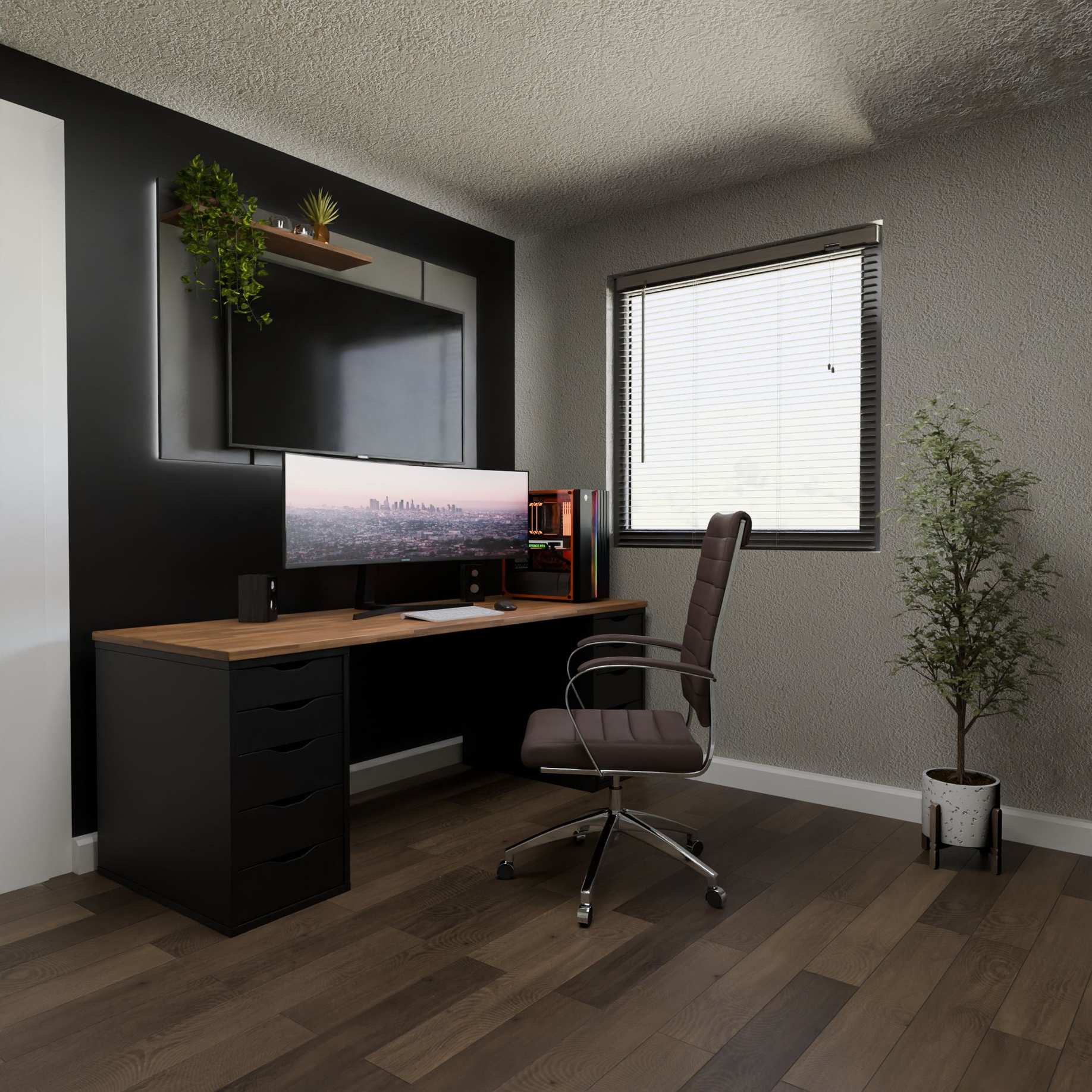 Detailansicht digitaler Ablage auf einem Bildschirm, Monitor und Schreibtisch im Homeoffice